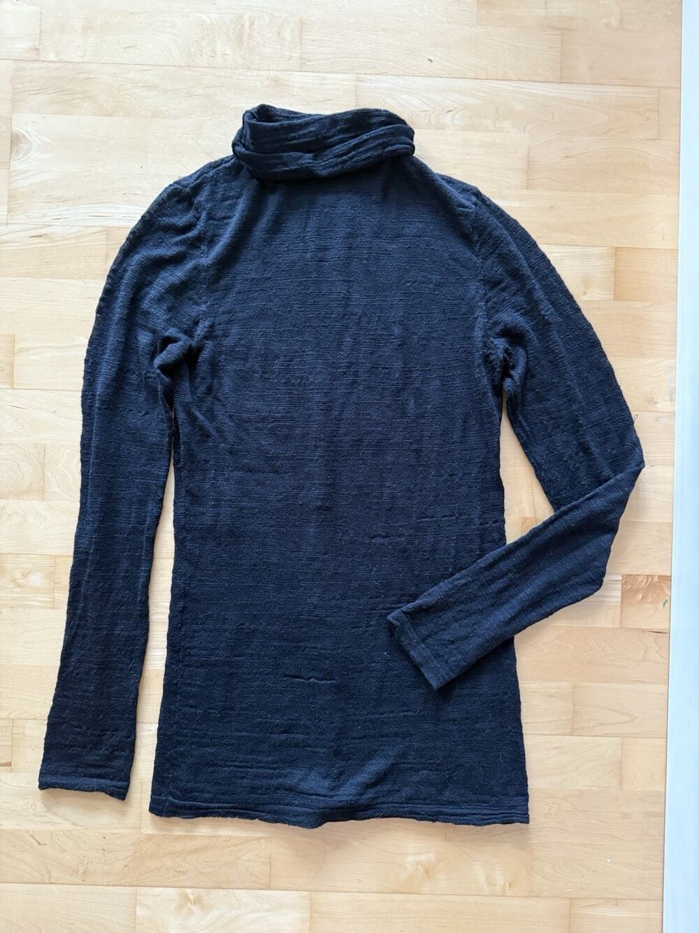 Kinross Cashmere Blend Black Funnel Neck Long Sleeve M FLAW
